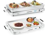 Costway 3In1 Piastra Riscaldante 450W Elettrica, Contenitore Riscaldante Con Controllo Della Temperatura Fino A 150℃, Scaldavivande 9L In Acciaio Inox