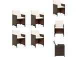 Vidaxl Sedie Da Giardino Con Cuscini 4 Pz. Poly Rattan Brown - Sedie Da Giardino