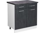 Vicco Mobiletto Base Per Cucina R-Line, 80 Cm Pl Antracite, Calcestruzzo Nero/Bianco