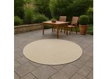 Tappeto Per Esterni Robusto E Resistente Alle Intemperie Con Motivo A Cerchi In Color Crema Dimensioni - 120 Cm Rotondo