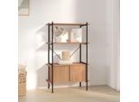 Vidaxl Scaffale Con 4 Ripiani E Armadietto 80X40X130 Cm In Acciaio A Base Di Legno - Scaffale Con Armadietto - Scaffali Con Armadietto - Scaffale - Libreria