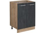 Vicco Mobiletto Base Cucina R-Line, 60 Cm Senza Piano Di Lavoro, Calcestruzzo Nero/Quercia Dorata