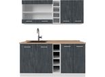 Vicco Cucina Completa R-Line, 160 Cm Pt Rovere, Nero Cemento/Bianco