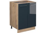 Vicco Mobiletto Base Cucina Fame-Line, 60 Cm Senza Piano Di Lavoro, Blu Scuro Lucido/Quercia Dorata