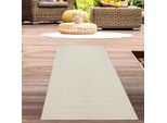 Tappeto Da Salotto Per Esterni Resistente Alle Intemperie Con Motivo A Linee Rettangolari In Color Crema Dimensioni - 80 X 150 Cm