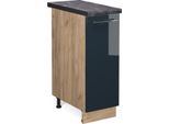 Vicco Armadio Cucina Dispensa Alto Fame-Line, 30 Cm , Pt Antracite, Blu Scuro Lucido/Quercia Dorata