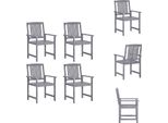 Vidaxl Sedie Da Giardino 4 Pz. Legno Massiccio Acacia Grigio - Sedie Da Giardino