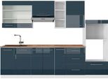 Vicco Cucina Componibile Fame-Line, 280 Cm , Pt Rovere, Blu Scuro Lucido/Bianco