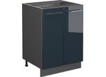 Vicco Mobiletto Base Cucina Fame-Line, 60 Cm Senza Piano Di Lavoro, Blu Scuro Lucido/Antracite