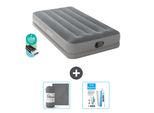 Intex Airbed - 1 Persona - 99 X 191 X 30 Cm - Grigio - Incluso Pompa - Lenzuolo E Kit Di Riparazione