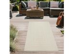 Tappeto Da Salotto Per Esterni Resistente Con Motivo A Linee Rettangolari In Color Crema Dimensioni - 80 X 250 Cm