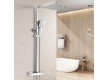 Sistema Doccia Con Doccia A Pioggia Termostatica Set Doccia, Acciaio Inox 304 Colonna Doccia Con Soffione E Doccetta, Angolare 30X30Cm Doccia A Pioggia Regolabile