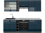 Vicco Cucina Componibile Fame-Line, 235 Cm , Pt Marmo, Blu Scuro Lucido/Antracite
