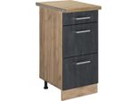 Vicco Mobiletto Base Per Cucina R-Line, 40 Cm Pl Rovere, Calcestruzzo Nero/Quercia Dorata