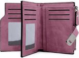 Mini Portafoglio Donna Piccolo E In Formato Corto Portafoglio Donna Molti Scomparti Portamonete Donna Con 16 Scomparti Per Carte E Tasca Per Monete Con Zip (Rosso Vino)