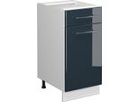 Vicco Mobiletto Base Per Cucina Fame-Line, 40 Cm Senza Piano Di Lavoro, Blu Scuro Lucido/Bianco