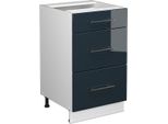 Vicco Mobiletto Base Per Cucina Fame-Line, 50 Cm Senza Piano Di Lavoro, Blu Scuro Lucido/Bianco
