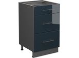 Vicco Mobiletto Base Per Cucina Fame-Line, 50 Cm Senza Piano Di Lavoro, Blu Scuro Lucido/Antracite