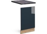 Vicco Mobili Da Cucina Fame-Line, 45 Cm , Pl Antracite, Blu Scuro Lucido/Quercia Dorata
