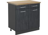 Vicco Mobiletto Base Per Cucina R-Line, 80 Cm Pl Rovere, Calcestruzzo Nero/Antracite