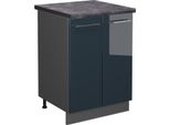 Vicco Mobiletto Base Cucina Fame-Line, 60 Cm , Pt Antracite, Blu Scuro Lucido/Antracite