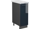 Vicco Armadio Cucina Dispensa Alto Fame-Line, 30 Cm , Pl Marmo, Blu Scuro Lucido/Antracite
