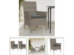 The Living Store Sedie Da Giardino Con Cuscino 2 Pz. Poli Rattan Grigio