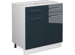 Vicco Mobiletto Base Per Cucina Fame-Line, 80 Cm Senza Piano Di Lavoro, Blu Scuro Lucido/Bianco