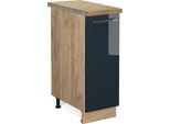 Vicco Armadio Cucina Dispensa Alto Fame-Line, 30 Cm , Pt Rovere, Blu Scuro Lucido/Quercia Dorata