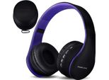 Cuffie Bluetooth Over Ear, Cuffie Wireless, Hifi Stereo, Cuffie Pieghevoli Con Microfono, Cuscinetti Morbidi, Micro Sd/Tf, Radio Fm Nero/Blu