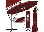 Tillvex Ombrellone Rosso Ø 350 Cm Ombrellone Pensile Da Giardino Ombrellone Da Mercato Ombrellone A Manovella Balcone Alluminio Inclinabile