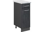 Vicco Mobiletto Base Per Cucina R-Line, 30 Cm Pl Marmo, Calcestruzzo Nero/Antracite