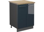 Vicco Mobiletto Base Cucina Fame-Line, 60 Cm , Pt Rovere, Blu Scuro Lucido/Antracite
