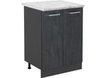 Vicco Mobiletto Base Cucina R-Line, 60 Cm Pt Marmo, Calcestruzzo Nero/Antracite