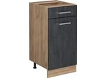 Vicco Mobiletto Base Per Cucina R-Line, 40 Cm Senza Piano Di Lavoro, Calcestruzzo Nero/Quercia Dorata