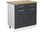 Vicco Mobiletto Base Per Cucina R-Line, 80 Cm Pl Rovere, Calcestruzzo Nero/Bianco