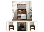 The Living Store Comodino Con Illuminazione Led In Rovere Fumé 80X41X134,5 Cm