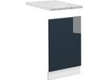 Vicco Mobili Da Cucina Fame-Line, 45 Cm , Pl Marmo, Blu Scuro Lucido/Bianco