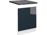 Vicco Mobili Da Cucina Fame-Line, 60 Cm , Pl Antracite, Blu Scuro Lucido/Bianco