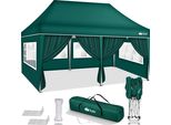 Tillvex Gazebo 3X6M - Con 6 Pareti Laterali Verde Impermeabile | Gazebo Pieghevole Pop-Up Regolabile In Altezza | Tenda Da Giardino Protezione Uv 50+ | Tenda Da Festa Con Borsa Per Giardino