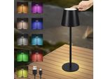 Zmh Lampada Da Tavolo Led Rgb Lampada Da Comodino Touch Dimmable Lampada Da Scrivania Cordless Nero IP54 Lampada Da Letto Tavolo Usb Ricaricabile Metallo Scrivania