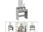 The Living Store Comodino Con Specchio Grigio Cemento 80X41X144,5 Cm