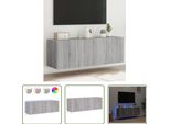 The Living Store Pensili Tv Con Luci Led 2 Pz. Grigio Sonoma 60X35X41 Cm