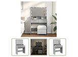The Living Store Comodino Con Illuminazione Led Grigio Cemento 80X41X134,5 Cm