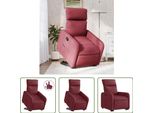The Living Store Poltrona Relax Con Ausilio Per L'alzata In Tessuto Rosso Vino