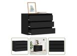 The Living Store Cassettiera Nera 80X41X58 Cm In Materiale Ligneo