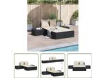 The Living Store Lettino Doppio Con Cuscini In Poly Rattan Nero