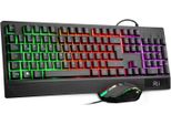 Mouse E Tastiera, Qwertz Retroilluminato Rgb (De-Layout), Colori Arcobaleno Illuminati Usb Impermeabile Con 3200 Dpi Per Giocatori Pc Professionisti
