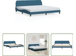 The Living Store Struttura Letto Con Testiera Blu 200X200 Cm In Velluto
