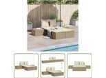 The Living Store Lettino Doppio Con Cuscini Beige In Poly Rattan